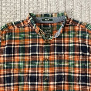 Woolrich Trout Run Plaid Flannel Shirt - Green, Orange, and Navy